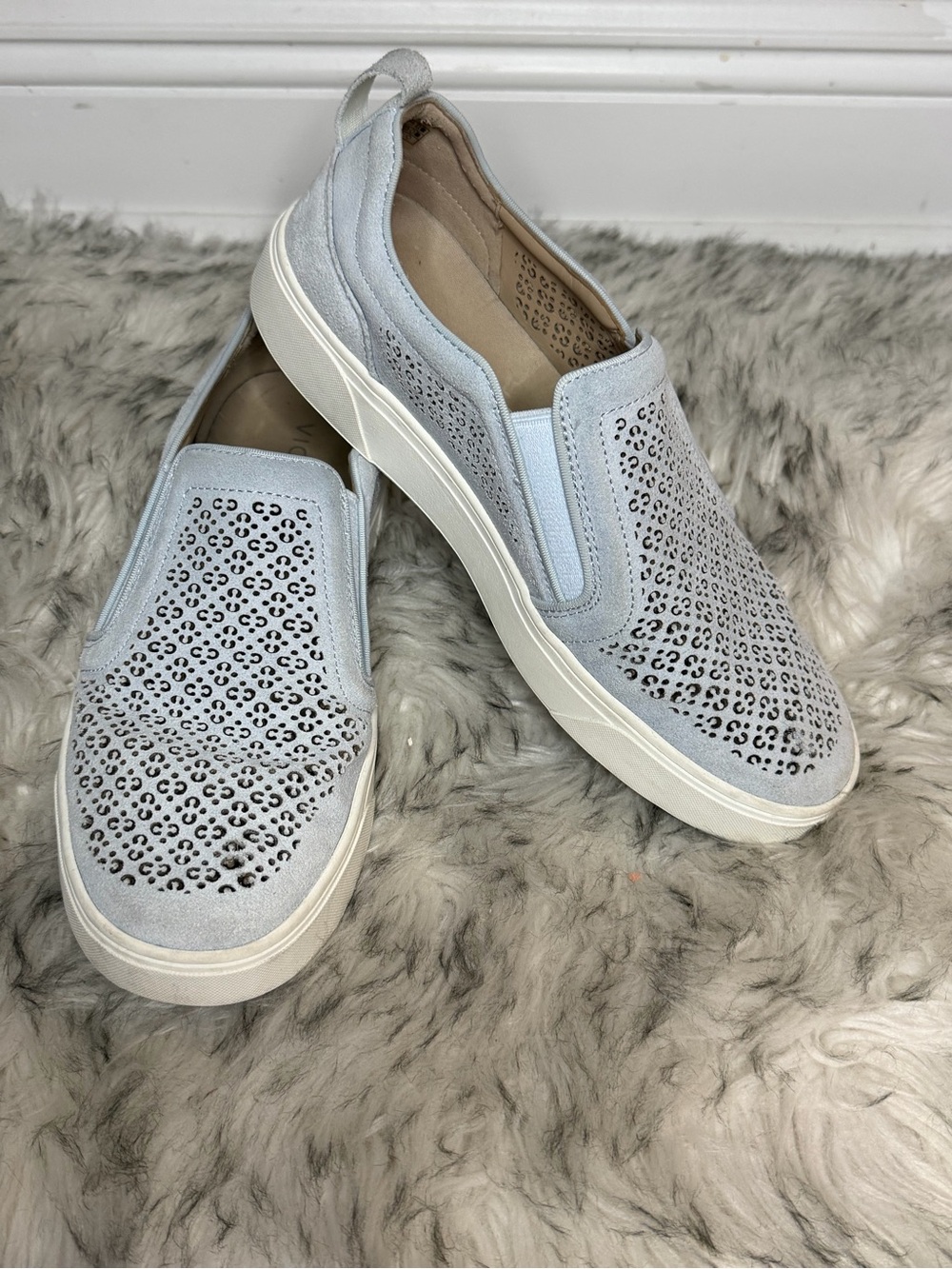Vionic Women's Light Grey Slip-On Perforated Suede Sneakers